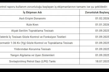 ASILI ERİŞİM DONANIM ZORUNLU PERİYODİK KONTROL RAPOR FORMATI VE KRİTERLERİ